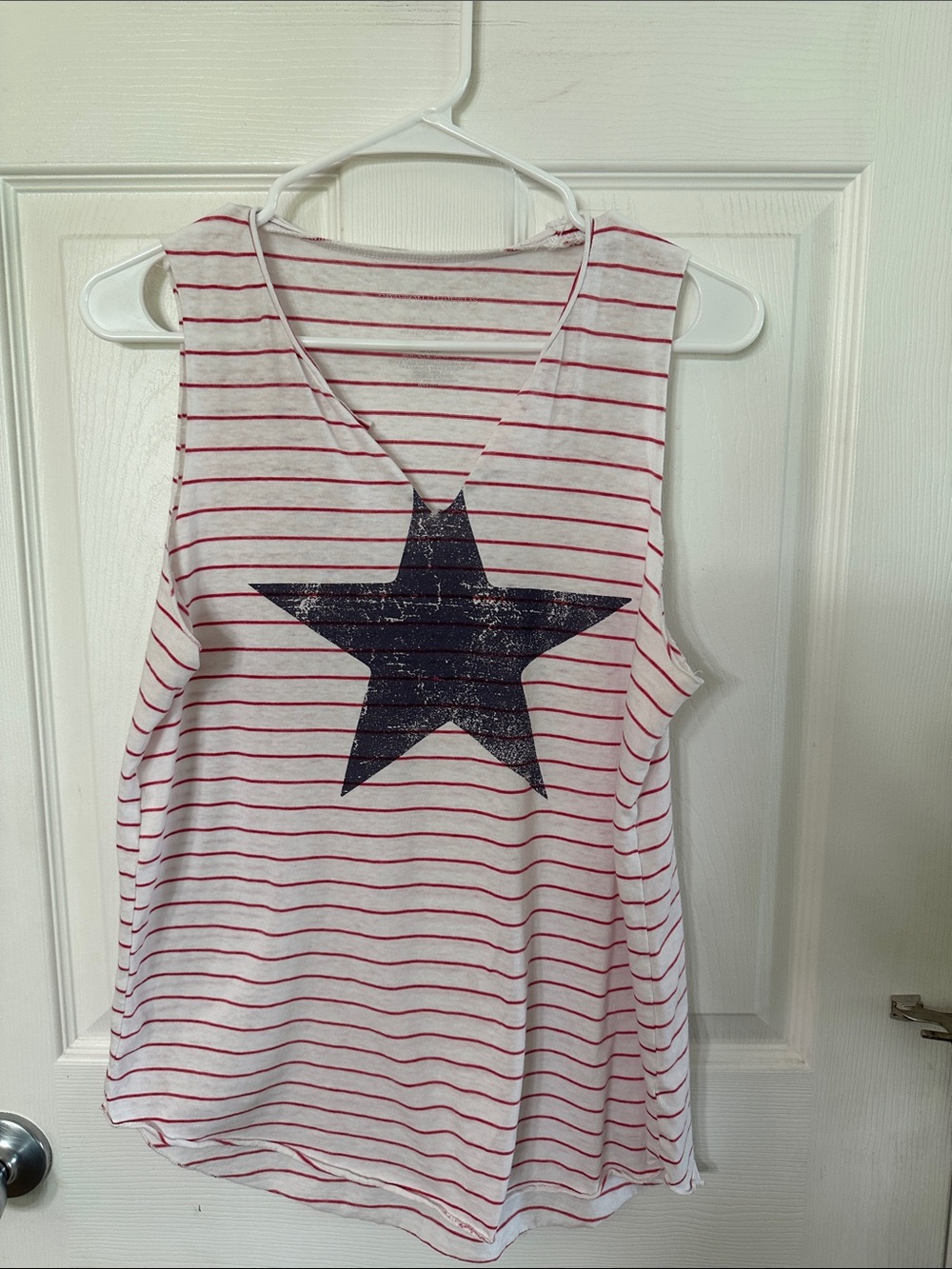 Grayson Threads White Tank with Red Stripes and Navy Star